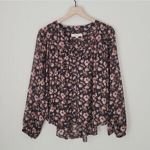 Loft Floral Chiffon Button Front Blouse Size Extra Small